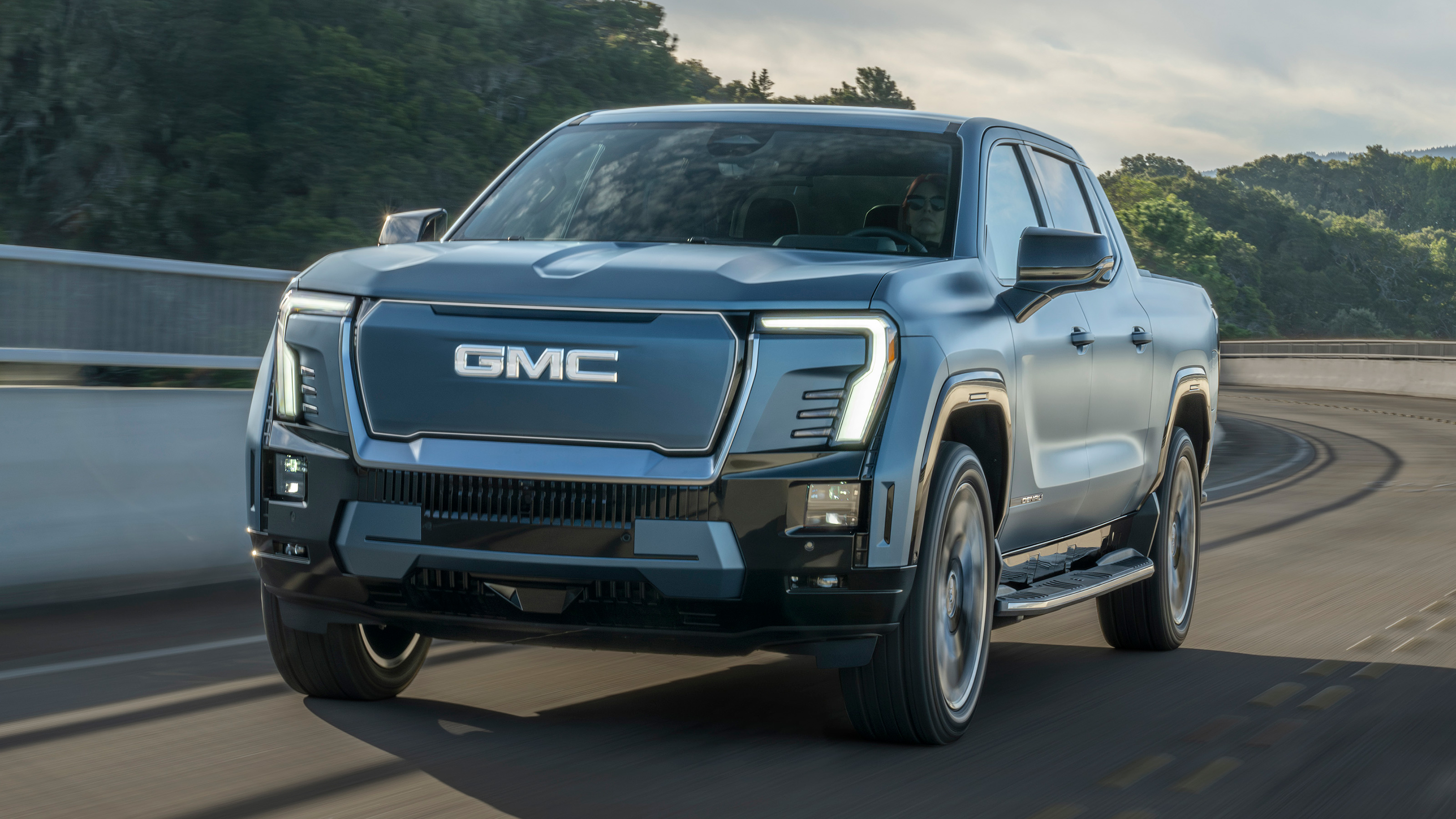 GMC Sierra EV exterior front three quarter dynamic