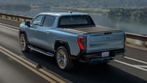 GMC Sierra EV exterior rear three quarter dynamic