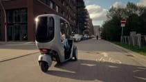 Driving shot of the Hopper e-Bike (covered trike) on a German road