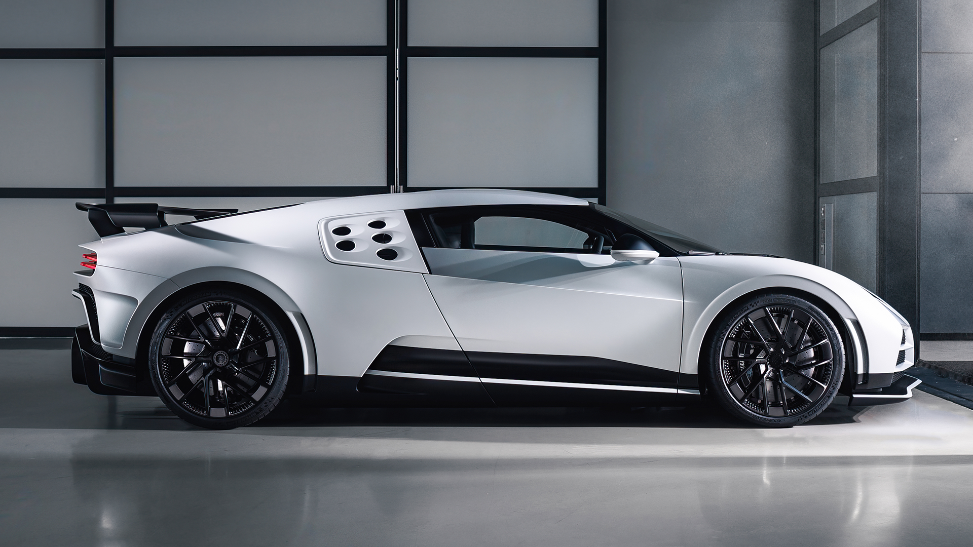 Side profile of shot of the tenth and final example of the Bugatti Centodieci hypercar built