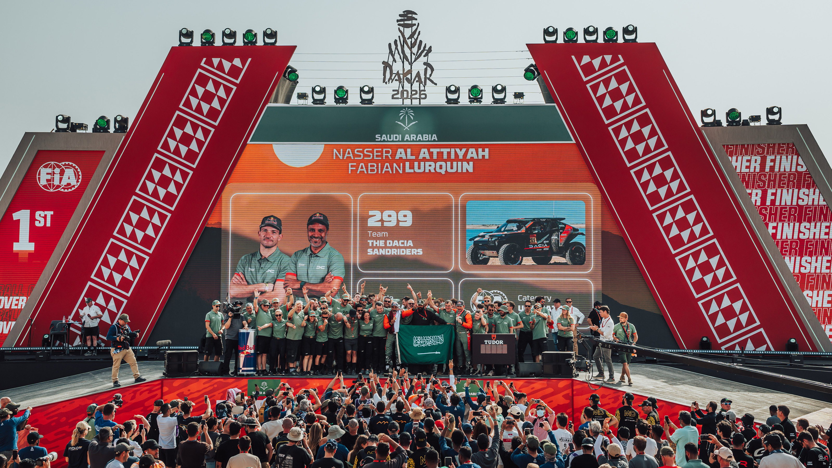Dacia Dakar Rally winners ceremony celebration