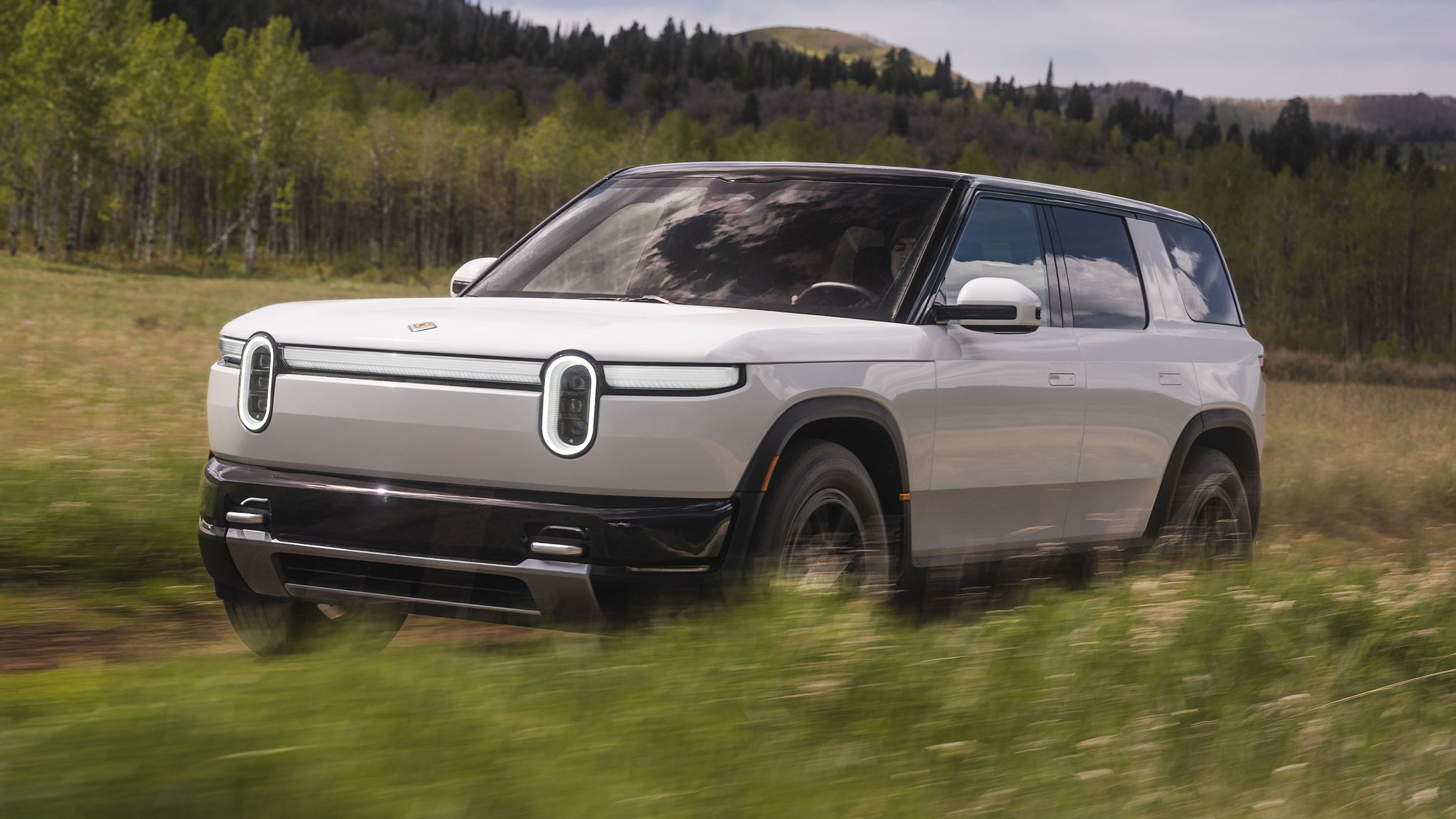 Rivian R2 US front three quarters
