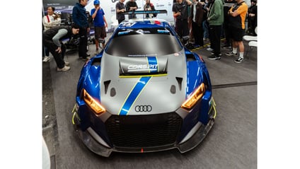 A full sim rig inside an Audi R8 GT3