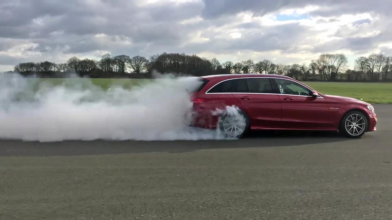 Watch Merc Amg C63 Does Glorious Rolling Burnout Top Gear