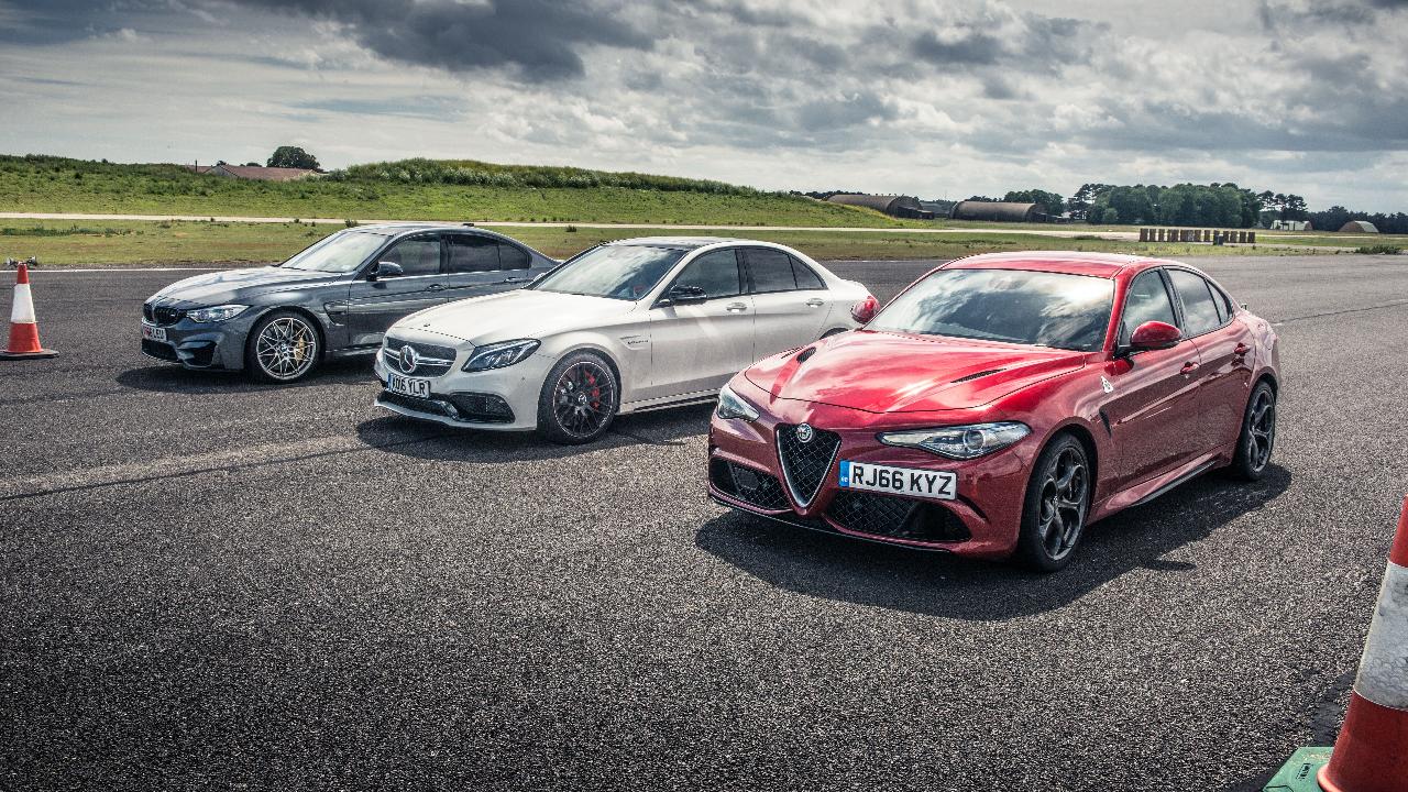 Top Gear Drag Races Bmw M3 Vs Merc C63 S Vs Alfa Giulia Top Gear