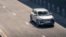 View looking down at the Audi Q4 e-tron on the Coventry ring road