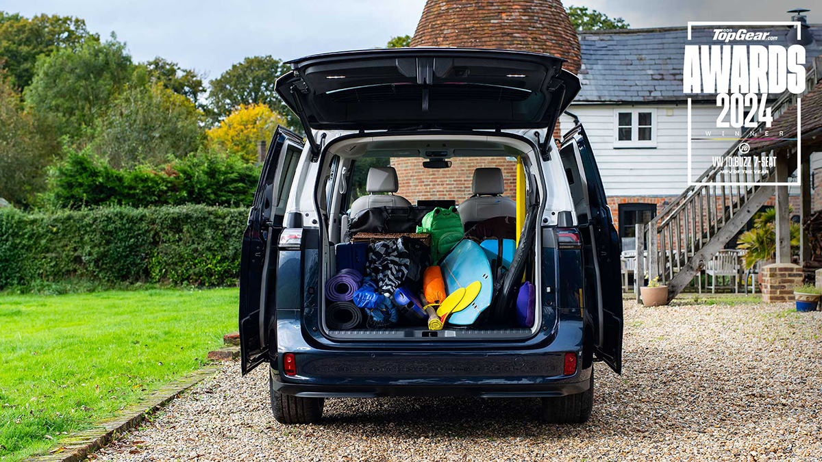 Rear view of the Volkswagen ID. Buzz 7-seat | Top Gear Awards 2024 Winner