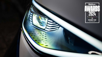 Close-up of headlight on a Volkswagen ID. Buzz 7-seat | Top Gear Awards 2024 Winner