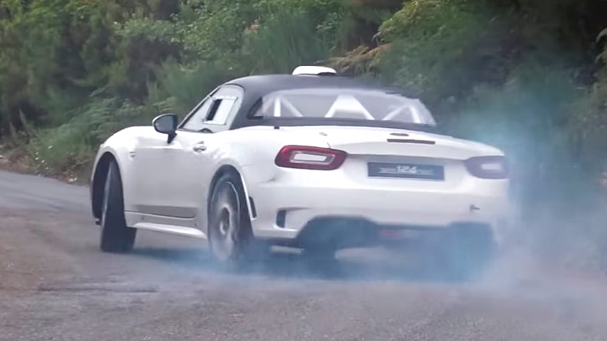 Video: the Abarth 124 Spider rally car really likes to slide | Top Gear