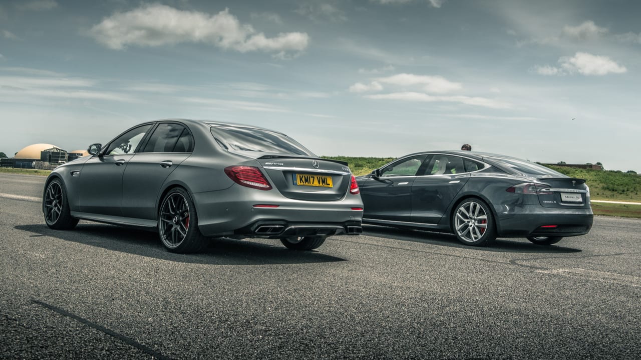 Tesla Model S And Merc Amg E63 Vs The Stopwatch Top Gear