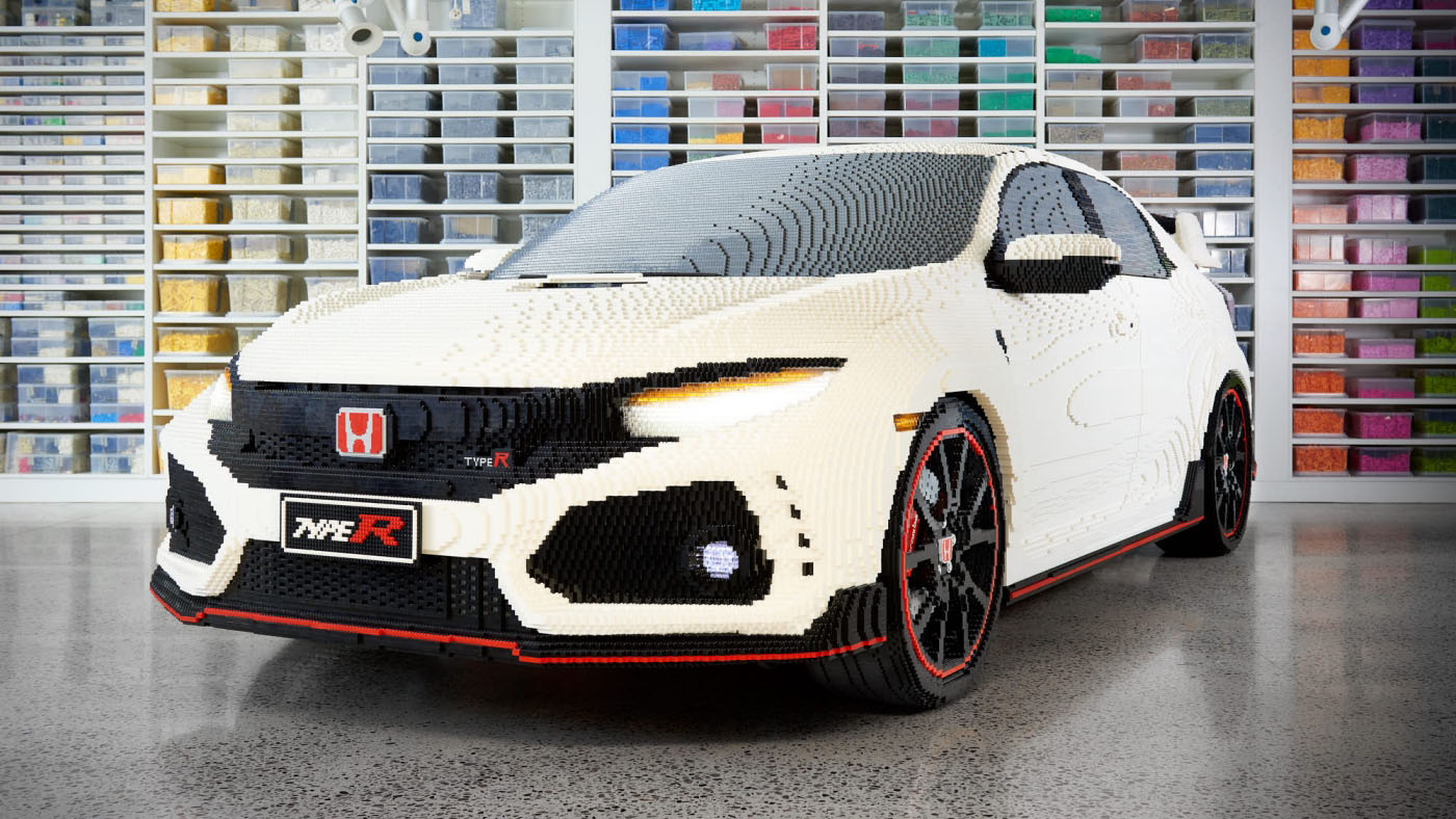 This is a life size Lego Honda Civic Type R Top Gear