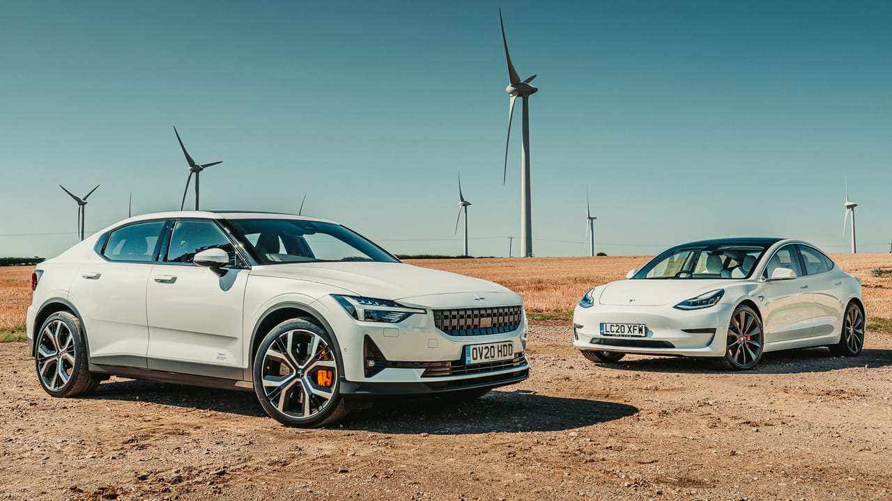 The big electric test Polestar 2 vs Tesla Model 3 Top Gear
