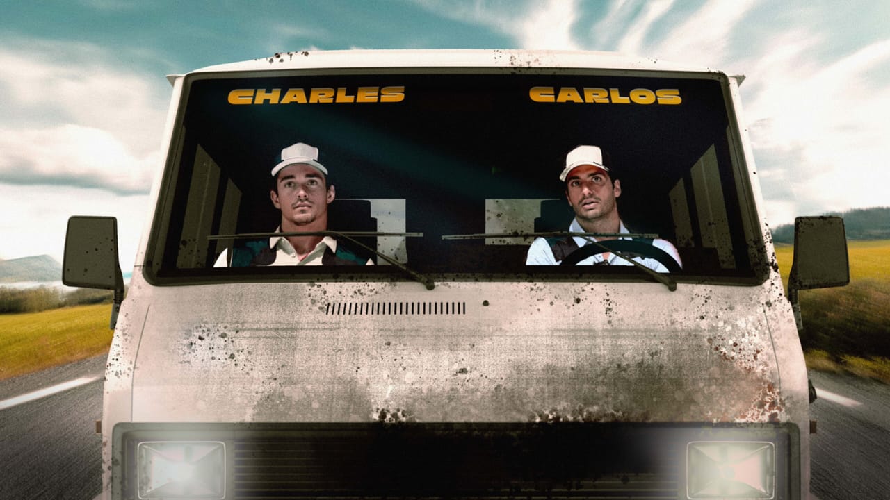 Charles Leclerc and Carlos Sainz road tripping in a van