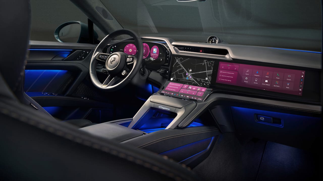Porsche Cayenne Electric interior with largest continuous screen
