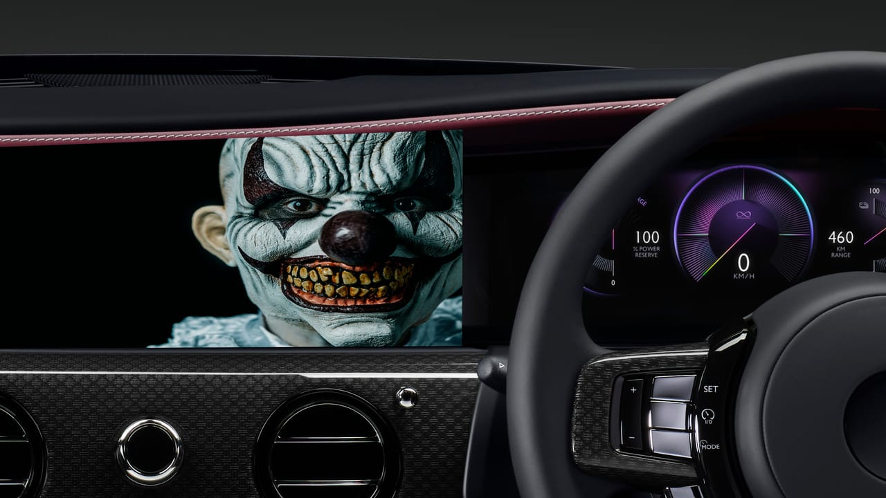 Haunted Rolls-Royce Spectre with ghostly pranks