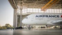 Porsche Cayenne towing Airbus A380 hangar