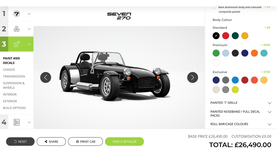 Caterham's new configurator is excellent Top Gear