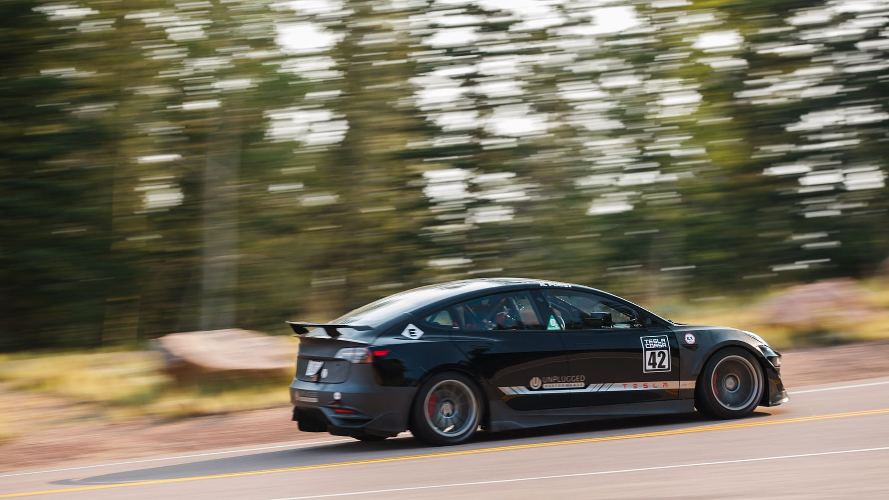 Watch this Tesla Model 3 qualify third at Pikes Peak Top Gear