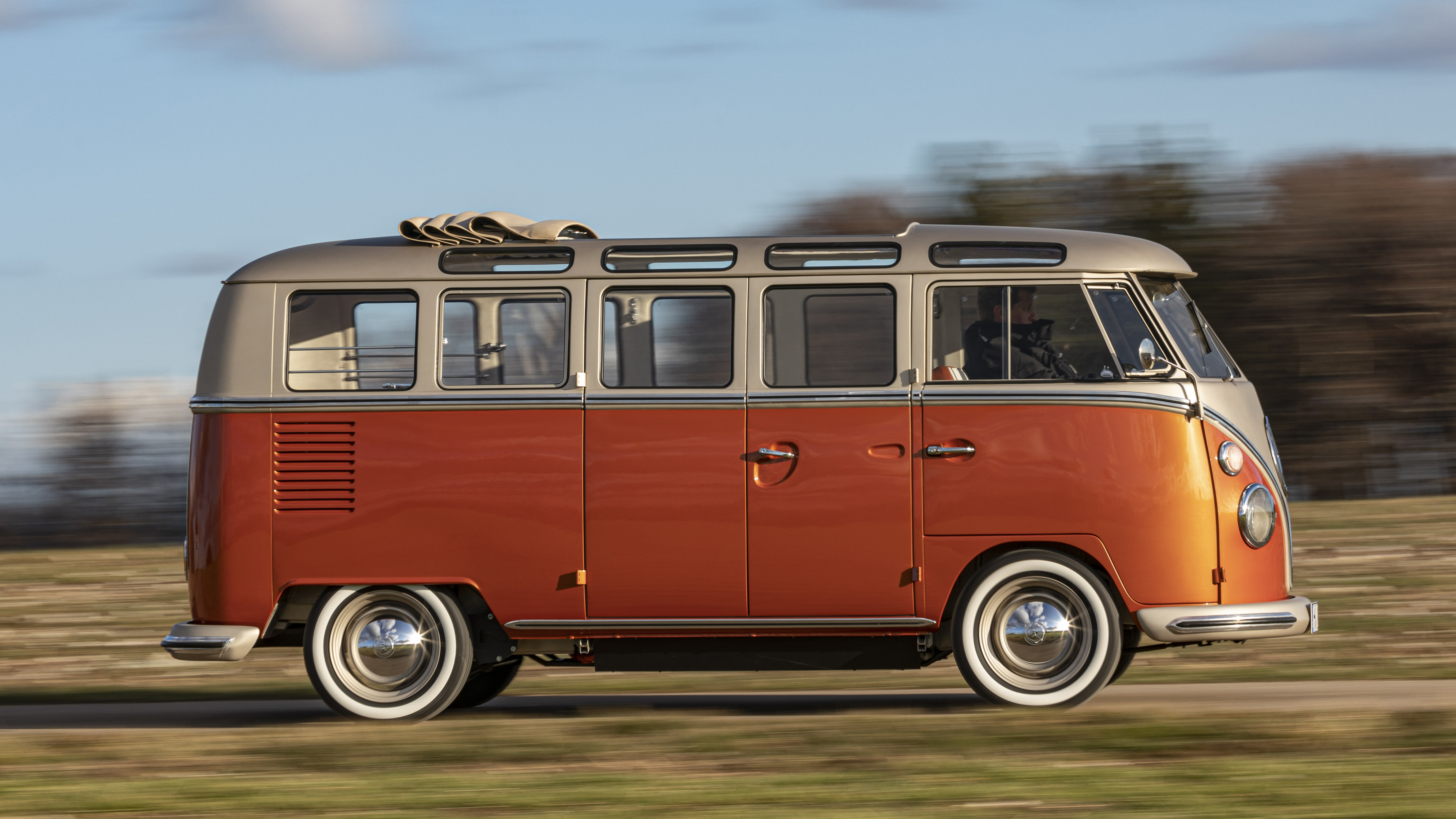 This is the Volkswagen e-BULLI, an official electric bus restomod