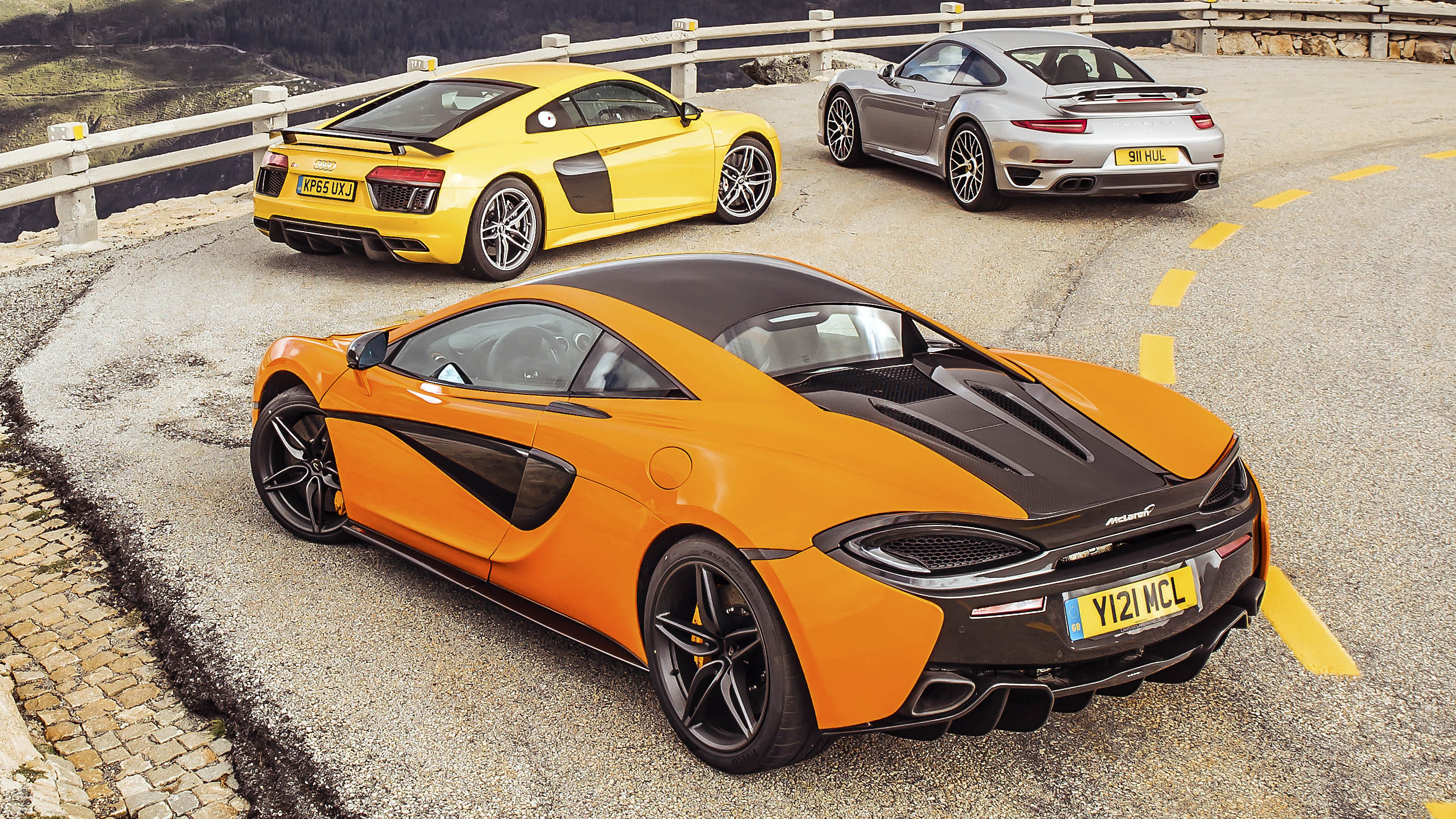 McLaren 570S vs 911 Turbo S vs Audi R8 V10 Plus | Top Gear