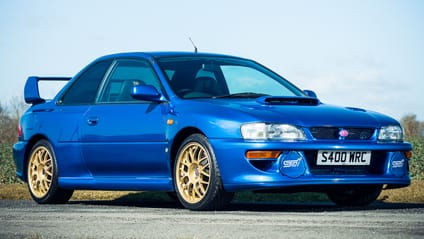 Subaru Impreza STI 22B blue gold front side