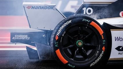 Close-up of a Hankook tyre on a Formula E car