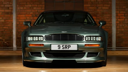 Centred front dead-on static studio shot of the Aston Martin V8 Vantage V550