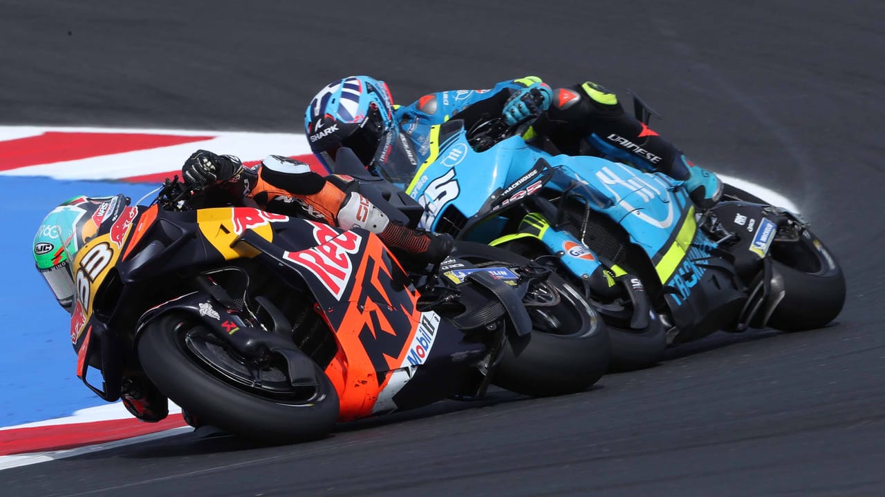 MotoGP racing bikes on track