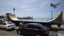 BMX ramp riding on a moving trailer - Daniel Dhers in Peru