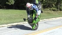 Green Moto Stoppie Flip over Handle Bars