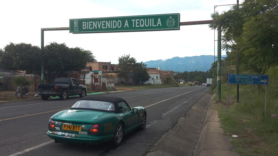 Dropping into the town of Tequila, near Guadalajara, Mexico