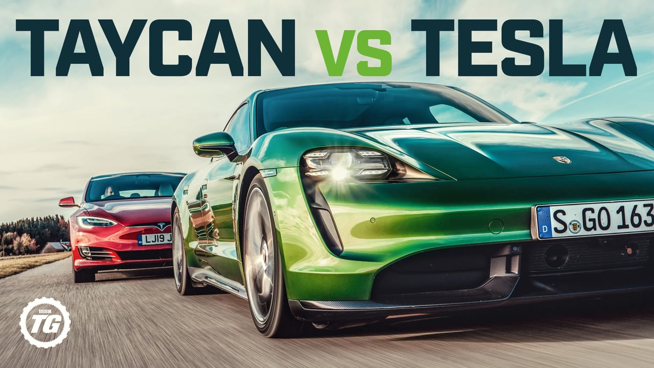 Video: Porsche Taycan Turbo S vs Tesla Model S | Top Gear